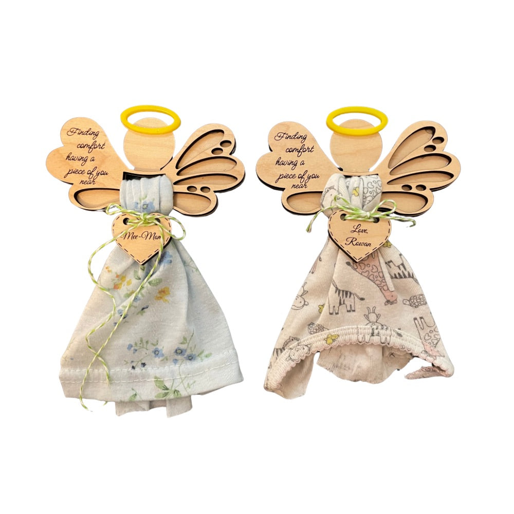 Personalizable Angel Memorial Christmas Ornament With Loved One’s Fabric - Lake House Crafts