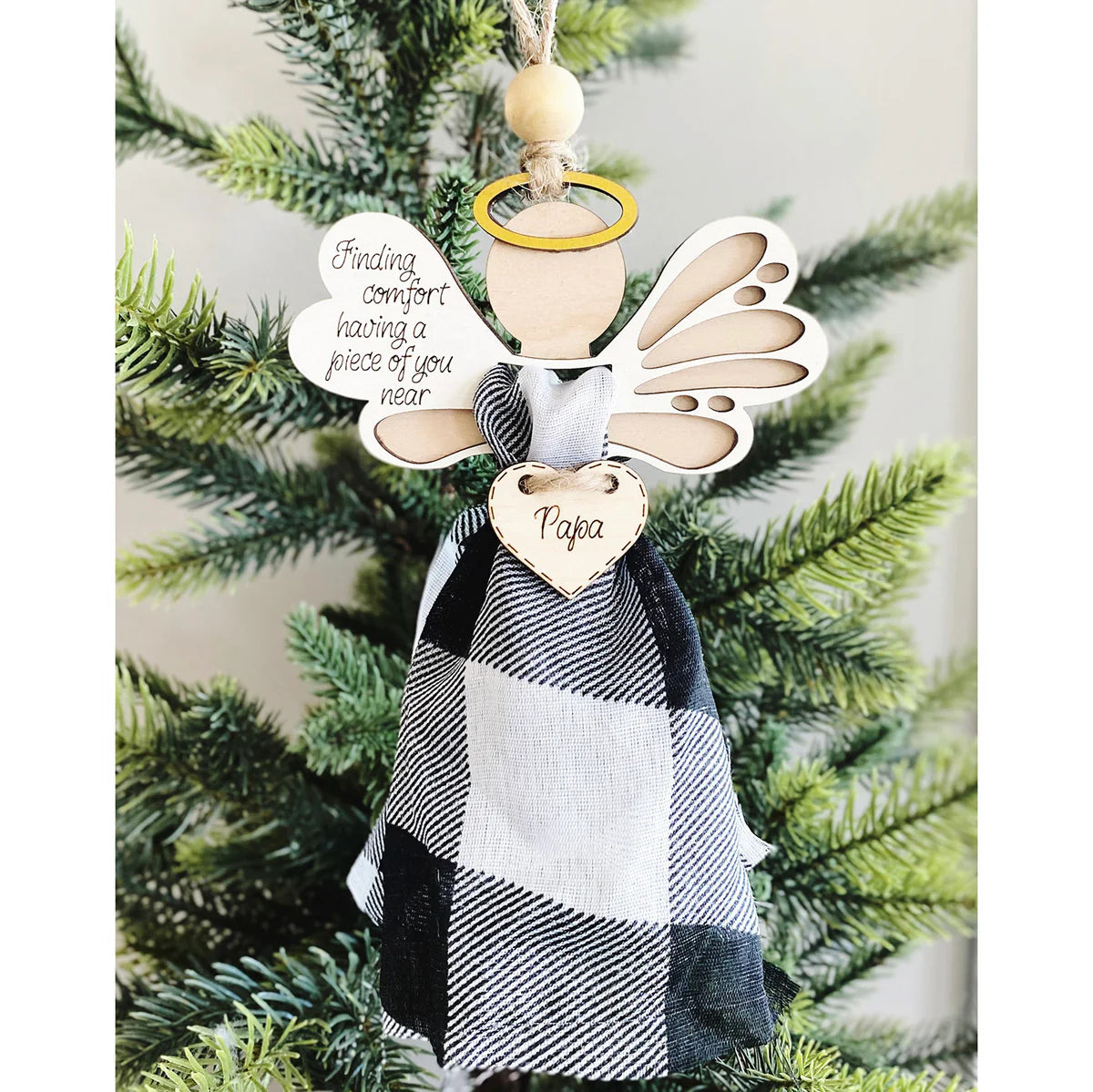 Personalizable Angel Memorial Christmas Ornament With Loved One’s Fabric - Lake House Crafts